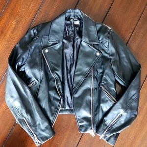 H&M Black Faux Leather Jacket US size 4 NWOT